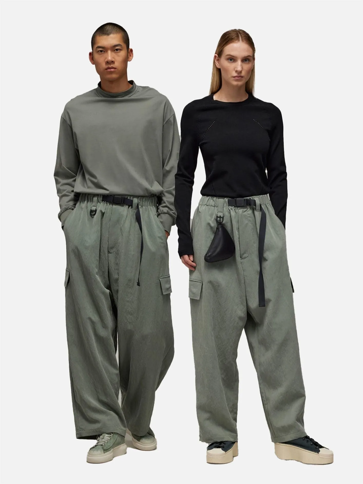 Y-3 Wide Cargo Pants - Stone Green