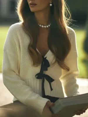 Y2K Bow Knitted Cardigan