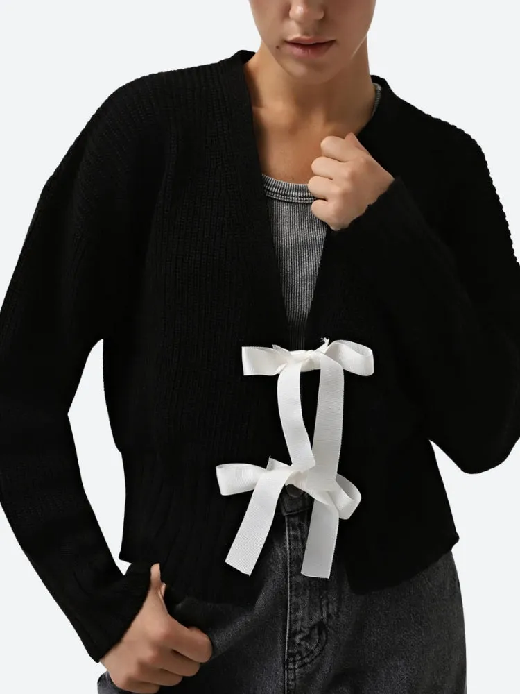 Y2K Bow Knitted Cardigan