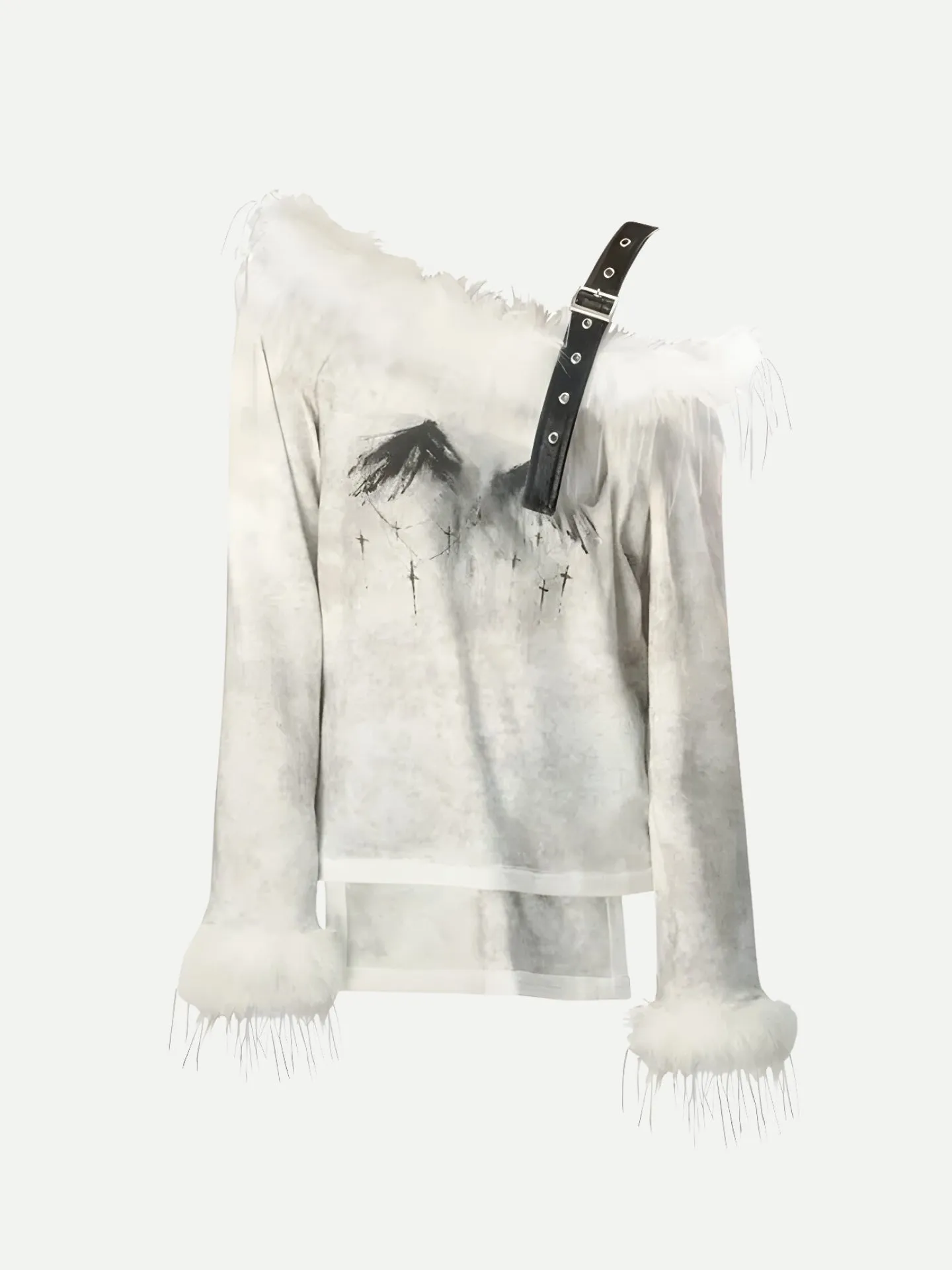 Y2K Faux Fur One Shoulder Top