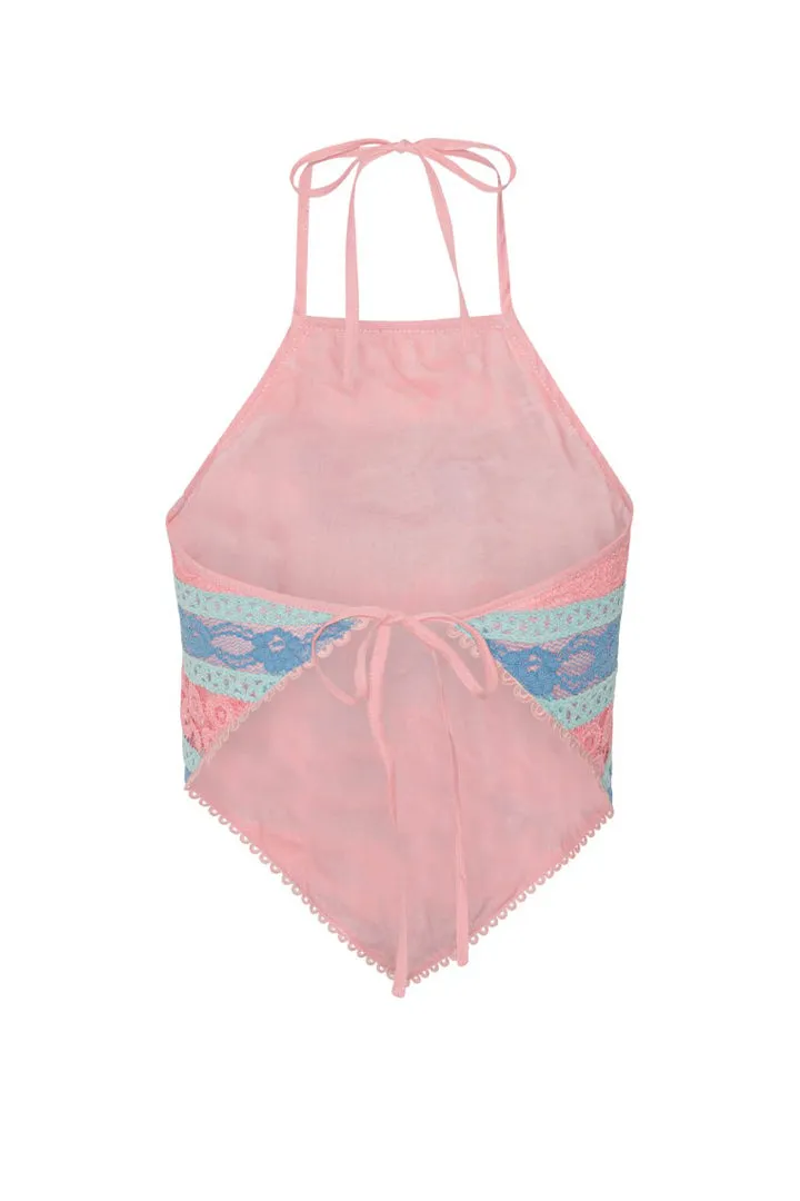 Yvonne Tie Top - Pink and Blue