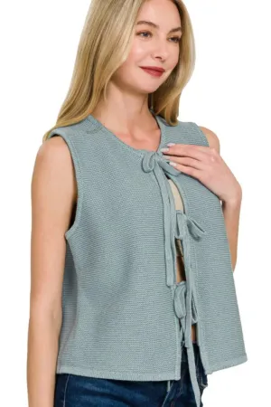 Zenana Tie Front Sweater Vest
