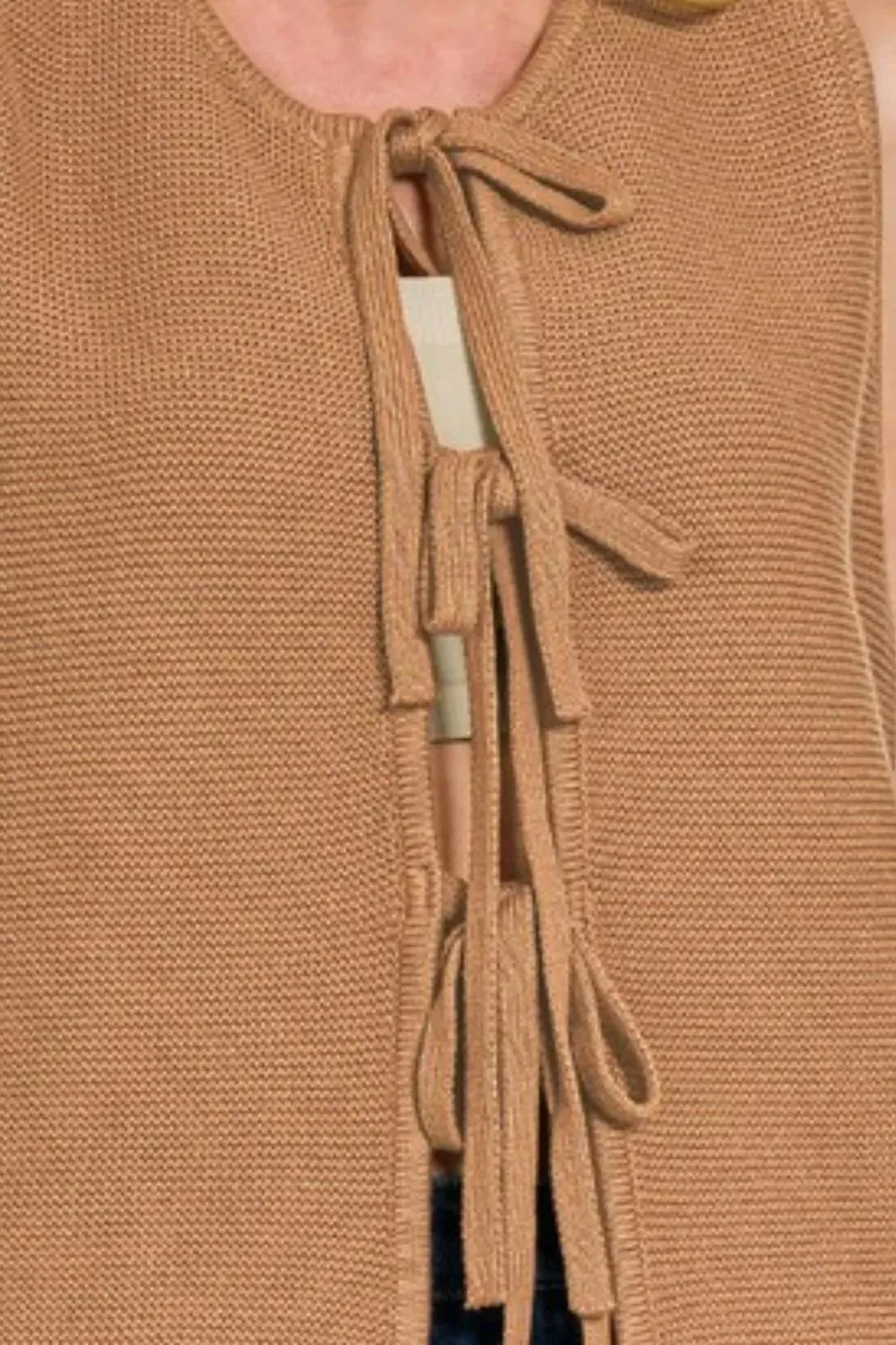Zenana Tie Front Sweater Vest